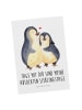 Mr. & Mrs. Panda Postkarte Pinguin umarmen mit Spruch in Weiß