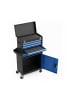 relaxdays Werkstattwagen in Schwarz/Blau - (B)59,5 x (H)104 x (T)28 cm