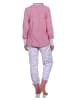 NORMANN Schlafanzug Langarm Bündchen Oberteil gestreift Hose floral - 78644 in rot