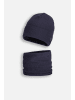 MOKIDA Baumwollset Mütze + Schal in dunkelblau