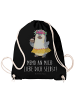 Mr. & Mrs. Panda Sportbeutel Pinguin Kokosnuss mit Spruch in Schwarz