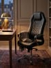 KADIMA DESIGN Bürostuhl MONTEREY Echt-Leder Schreibtischstuhl 120KG in Schwarz