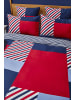 NAUTICA HOME Bettwäsche-Set MORRIS (3 tlg), 100% Baumwolle, 200x200 cm in Rot/Blau