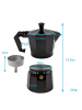 Intirilife Espressokocher Aluminium 3 Tassen Mokka-Kanne 160 ml Kaffeebereiter in Schwarz