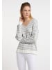 DreiMaster Maritim Strickpullover in Wollweiss Grau Melange