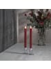 STAR Trading LED Stabkerzen Flamme, 2er-Set, Wachs, flackernd, rot, 24cm