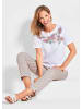 GOLDNER Florales Shirt mit U-Boot-Ausschnitt in bunt / gemustert