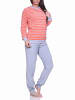 NORMANN Frottee Pyjama langarm Bündchen Streifen - 71448 in rot
