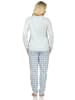 NORMANN Schlafanzug Pyjama karierter Jersey Hose - 61809 in hellblau