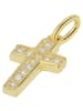 Adeliás Damen Anhänger – Kreuz Kreuzanhänger aus 925 Silber mit Zirkonia in gold