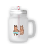 Mr. & Mrs. Panda Trinkglas Mason Jar Bär Freundin ohne Spruch in Transparent