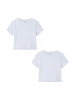 name it Shirt 2er-Set Längsstreifenmuster Rundhals Kurzarm in Weiß