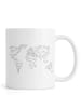 Juniqe Tasse "Geometrical World - white" in Grau & Weiß