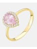 Vanlere Cluster-Ring aus 375 Gelbgold mit Zirkonia mit Saphir
