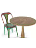 Giner y Colomer Runder handbemalter Esstisch aus Mangoholz in Multicolored