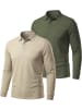normani 2er Set Herren Langarm Poloshirt Lyroe in Beige/Oliv