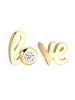 Elli DIAMONDS  Ohrringe 585 Gelbgold Love-Schriftzug in Weiß