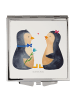 Mr. & Mrs. Panda Schminkspiegel Pinguin Pärchen ohne Spruch in Weiß