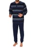 NORMANN Frottee Schlafanzug Bündchen Blockstreifen - 75473 in marine