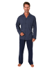 NORMANN Langarm Schlafanzug Pyjama zum durchknöpfen - 86525 in marine