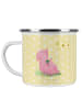 Mr. & Mrs. Panda Camping Emaille Tasse Schwein Glück ohne Spruch in Gelb Pastell