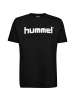 Hummel Logo T-Shirt Sport Kurzarm Rundhals Shirt aus Baumwolle HMLGO in Schwarz