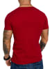 Amaci&Sons Basic T-Shirt mit V-Ausschnitt EUGENE in Rot