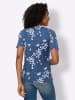 Sieh an! Kurzarmshirt in jeansblau-weiß-bedruckt