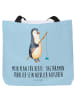 Mr. & Mrs. Panda Stofftasche Pinguin Angler mit Spruch in Eisblau