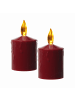 MARELIDA 2x LED Mini Kerze Grabkerze für Laternen mit Sensor H: 11,5cm in rot