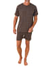 NORMANN Kurzarm Schlafanzug Shorty Pyjama Minimalprint in grau