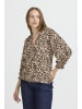 Pulz Kurzarm-Bluse PZCHARLOTTE Regular fit in Brown Animal Printed