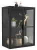 VCM  Stahl Wandvitrine Hängevitrine Vitrine Glas Flokas in Schwarz