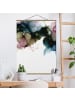 WALLART Stoffbild mit Posterleisten - Blumenbogen mit Gold in Blau