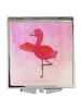 Mr. & Mrs. Panda Handtaschenspiegel quadratisch Flamingo Yoga oh... in Aquarell Pink