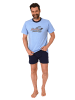 NORMANN Casual Shorty Pyjma kurzen Shorts und Rundhals - 74037 in blau