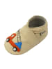 Mepiq Elfenbeinfarbene Baby-Leder-Laufschuhe, mit rutschfester Sohle - Lastwagenmotiv