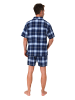 NORMANN Kurzarm Flanell Schlafanzug Shorty Pyjama kariert - 88119 in marine