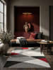 KADIMA DESIGN Teppich Outdoor Abstrakt pflegeleicht Balkon Terrasse Outdoor Garten in Rot-Grau