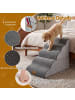 COSTWAY Hundetreppe 5 Stufen Abnehmbar in Grau