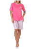 NORMANN Schlafanzug Shorty kurzarm Streifenoptik Übergrössen 125 205 90 667 in pink