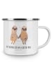 Mr. & Mrs. Panda Emaille Tasse Faultier Pärchen mit Spruch in Weiß