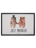 Mr. & Mrs. Panda Abtreter Bär Heirat mit Spruch in Grau Pastell