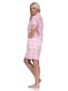 NORMANN kurzarm Nachthemd Jersey zum durchknöpfen Karo - 73147 in rosa