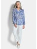 GOLDNER Grafische Viskosebluse mit Schlitz in blau / gemustert