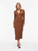 Vila Kleid mit V-Ausschnitt in Coffee Bean