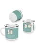 Mr. & Mrs. Panda Camping Emaille Tasse 5. Hochzeitstag Holzhochz... in Meeresbrise