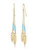Elli Ohrringe 925 Sterling Silber Boho, Feder, Kugel in Gold