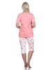 NORMANN Kurzarm Pyjama Schlafanzug Caprihose Homewear und Ananas in rosa