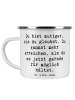 Mr. & Mrs. Panda Camping Emaille Tasse Spruch Mut und Tapferkeit... in Weiß